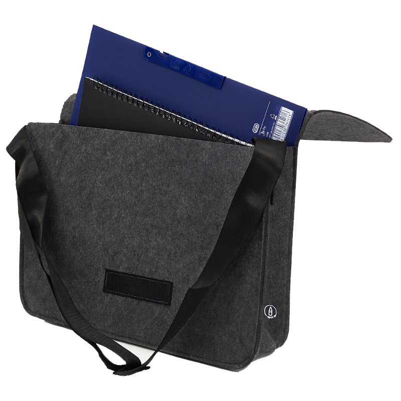 STOP messenger tas, recycled PET-vilt, 17,3 inch, donkergrijs